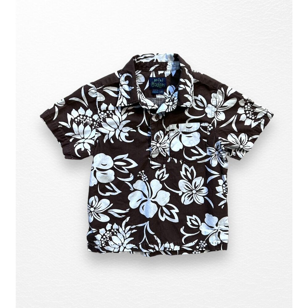 Mini Boden Hawaiian Popover Shirt, Size 3/4